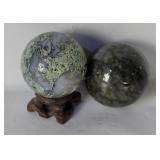 2 Polished Stone Globes