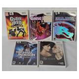 5 Wii Games - Guitar Hero, Beastly, Circus Star