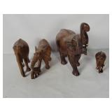 Carved Wood Elephant Figures