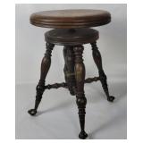 Antique Wooden Piano Swivel Stool