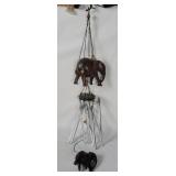 Wood Carved Elephants Wind Chime