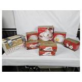 Poinsetta & Ribbons Porcelain China Set In Boxes