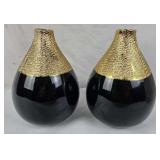 Pair Of Lerman Dï¿½cor Gold Top Vases