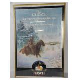 Vtg Busch Beer Framed Poster