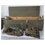 Military Wooden Crate W/ Camo Attire