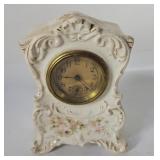 Vtg Small Porcelain Mantel Clock Usa