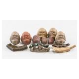 Japanese Pottery Carved Daruma Dolls 13pc