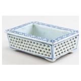 Chinese Blue & White Reticulated Porcelain Planter