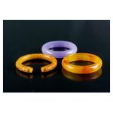 Chinese Hardstone Carved Bangles 3pc