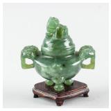 Chinese Hardstone Carved Dragon Censer w/Stand