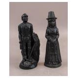 Coal Carved Sculptures Kingmaker Made in Wales 2pc