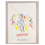 Spanish Watercolor on Old Paper Signed Picasso