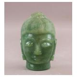 Chinese Fine Green Jade Carved Buddha Head