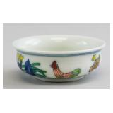 Chinese Doucai Ming-Style Ceramic Cup with Chicken