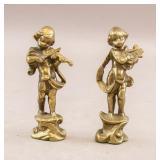 Italian Brass Musician Sculptures 2pc