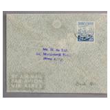 1921 Envelope w/ Stamp Air Mail Japan to Hong Kong