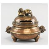 Chinese Bronze Lion Censer Xuande Mark