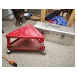 Rolling metal seat and empty tool box