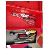 Plastic tool box with contents 7x14.5x7