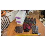 Water Shoes Size 8 & 6, Leather Gloves, & Totes
