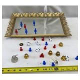 Brass Mirrored Tray / Brass Vanity Tray / & Small