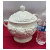 Vintage Off-White  Footed Ceramic Soup Tureen