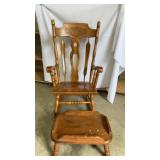 Vintage Wooden Rocking Chair & Footstool