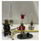Vintage Hobnail Milk Glass Hurricane Lamp, RED