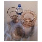 Vintage Lace Edge Depression Pink Glass Flower