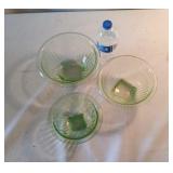 Lot of 3 Green Uranium Vaseline Glass Serving