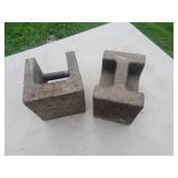 Two 50 lb  cast iron weights Fairbanks US