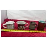 Pottery Glazed Coffee cups some signed