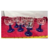 Vintage cobalt blue coupe pedestal stemmed wine