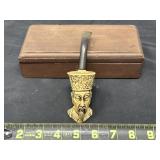 Carved Tobacco Pipe with Case