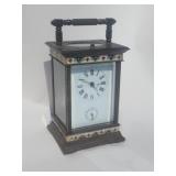 Brass and cloisonne carriage clock 7 and 1/2 in