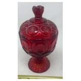 Moon and Star Red Candy Dish w Lid