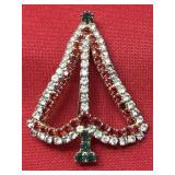 Christmas Tree Rhinestone Brooch