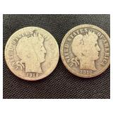 Barber Silver Dimes 1912-D & 1916