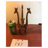 Brass giraffe, candle holders