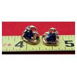 14k Sapphire & Diamond Earrings 2.27g