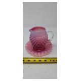 Fenton CRANBERRY OPALESCENT HOBNAIL Pitcher Jug