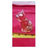 Fenton pink iridescent glass cat. 3.75 in tall.