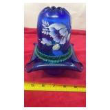 Fenton Cobalt Blue Rib Optic Hand Painted 3-PC