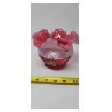 Fenton 2002 Charleton Cranberry Rose Bowl Signed