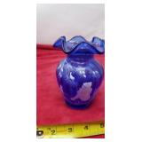 Fenton Handpainted Mary Gregory Blue Vase signed