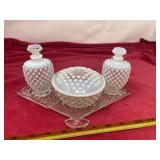 Fenton HobnailVanity Set w Fan Glass Tray