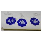 Cobalt Blue Fenton Ornaments signed and numbered