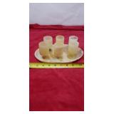 Onyx Marble Banded 6 Shot Glasses W/ Matching