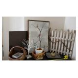 Home decor birds baskets fence