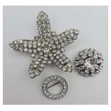 Clear Rhinestone Brooches